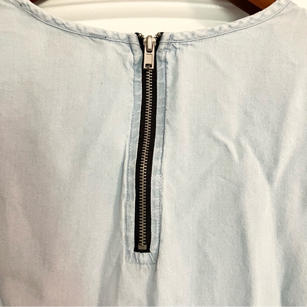 Forever 21 Chambray Shift Dress Light-Wash Denim Mini Shirt Dress‎ Women’s Sz S - Picture 7 of 9